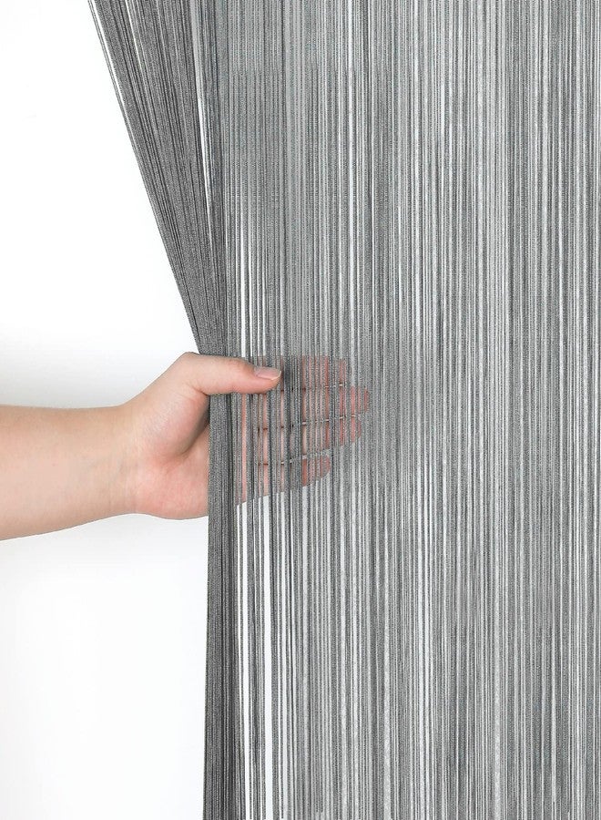 HSYLYM Spaghetti String Curtains for Doorways Privacy Door Frame Tassel Hippy Wall Kitchen Hallway Boho Fringe Curtain Hanging Door Room Dividers Decor 1 Panel（39×79in/100×200cm,Grey） - Image 5